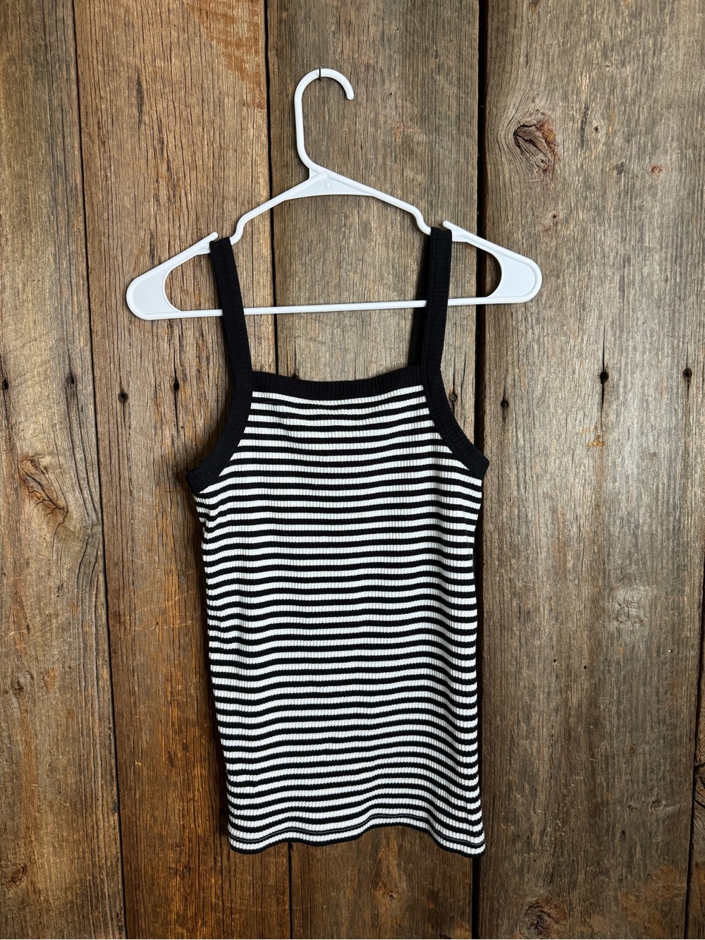 Old Navy Black and White Striped Ribbed Tank